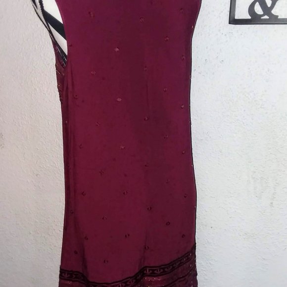 Chelsea & Violet Sleeveless Burgundy Fringe Dress - Picture 2 of 8